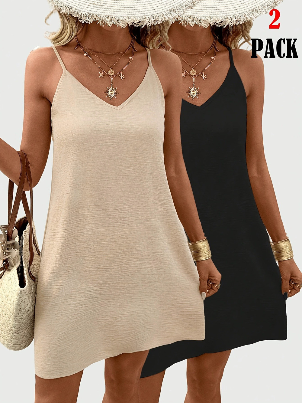 ZARA Summer Fashion Sleeveless Cami Dress Two Piece Set